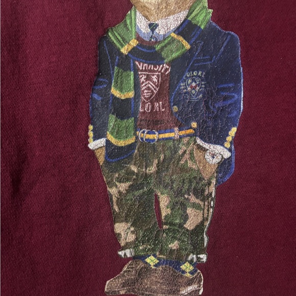 Polo by Ralph Lauren Preppy Bear Fleece Sweatshirt Crewneck Sweater - Picture 3 of 9